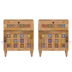 Armario de Noche Natural 50 x 33 x 60 cm Madera de mango maciza