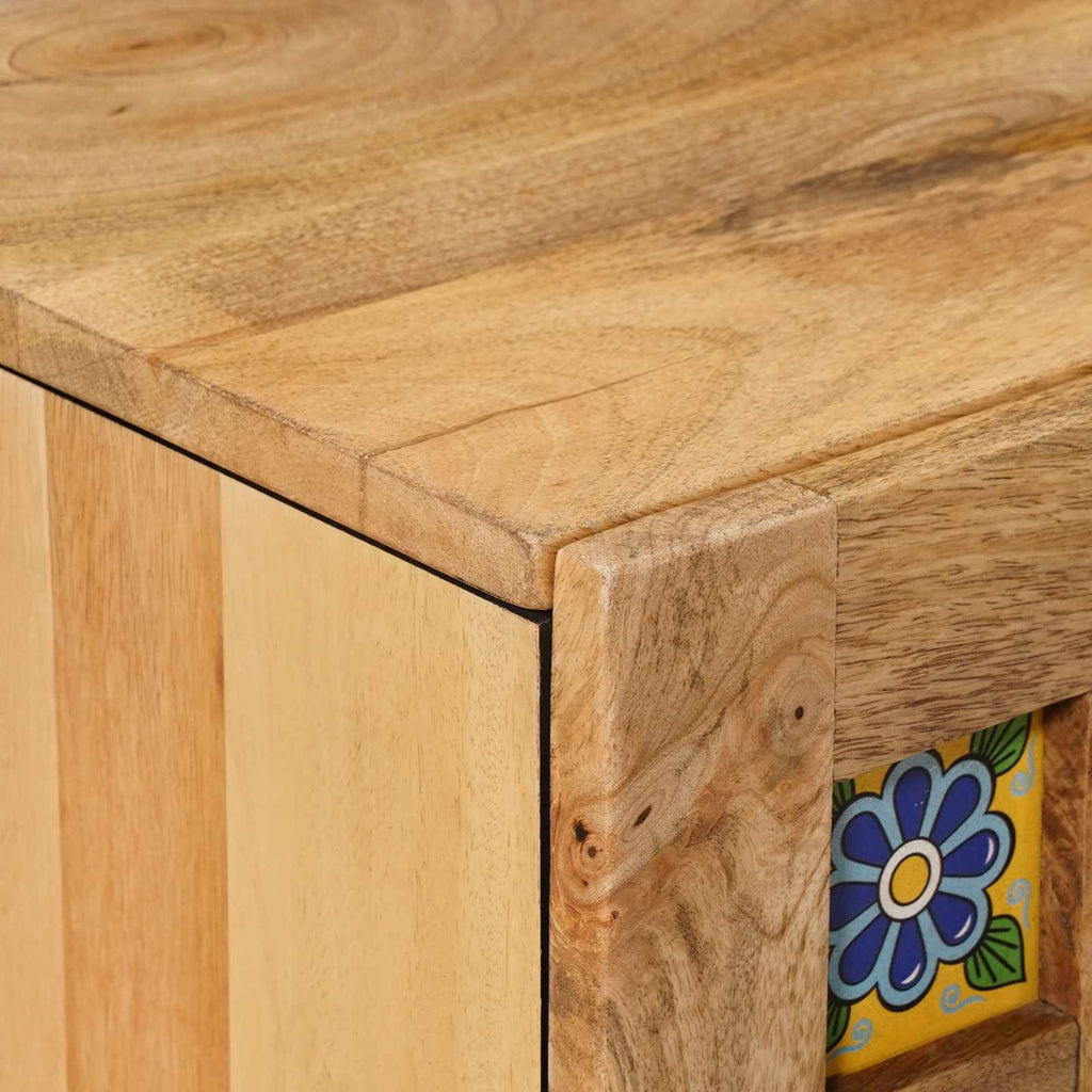 Mueble de TV Natural 105 x 33,5 x 46 cm Madera de mango maciza