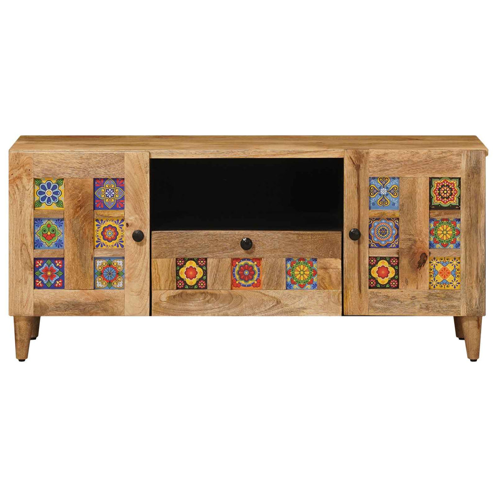 Mueble de TV Natural 105 x 33,5 x 46 cm Madera de mango maciza