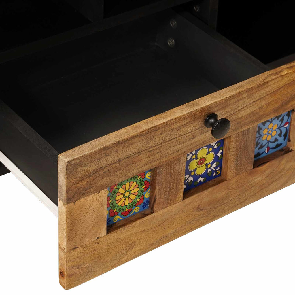Mueble de TV Natural 100 x 33 x 46 cm Madera de mango maciza