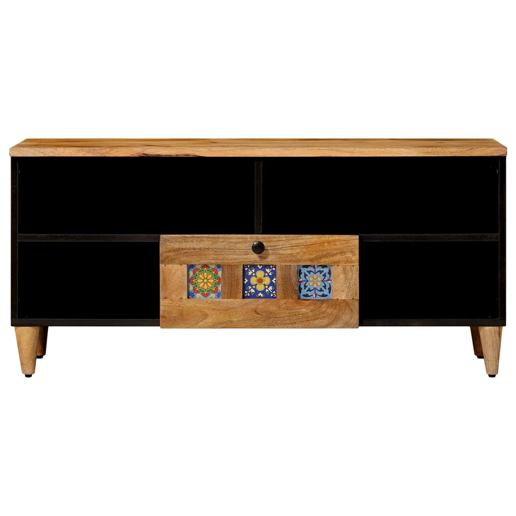 Mueble de TV Natural 100 x 33 x 46 cm Madera de mango maciza