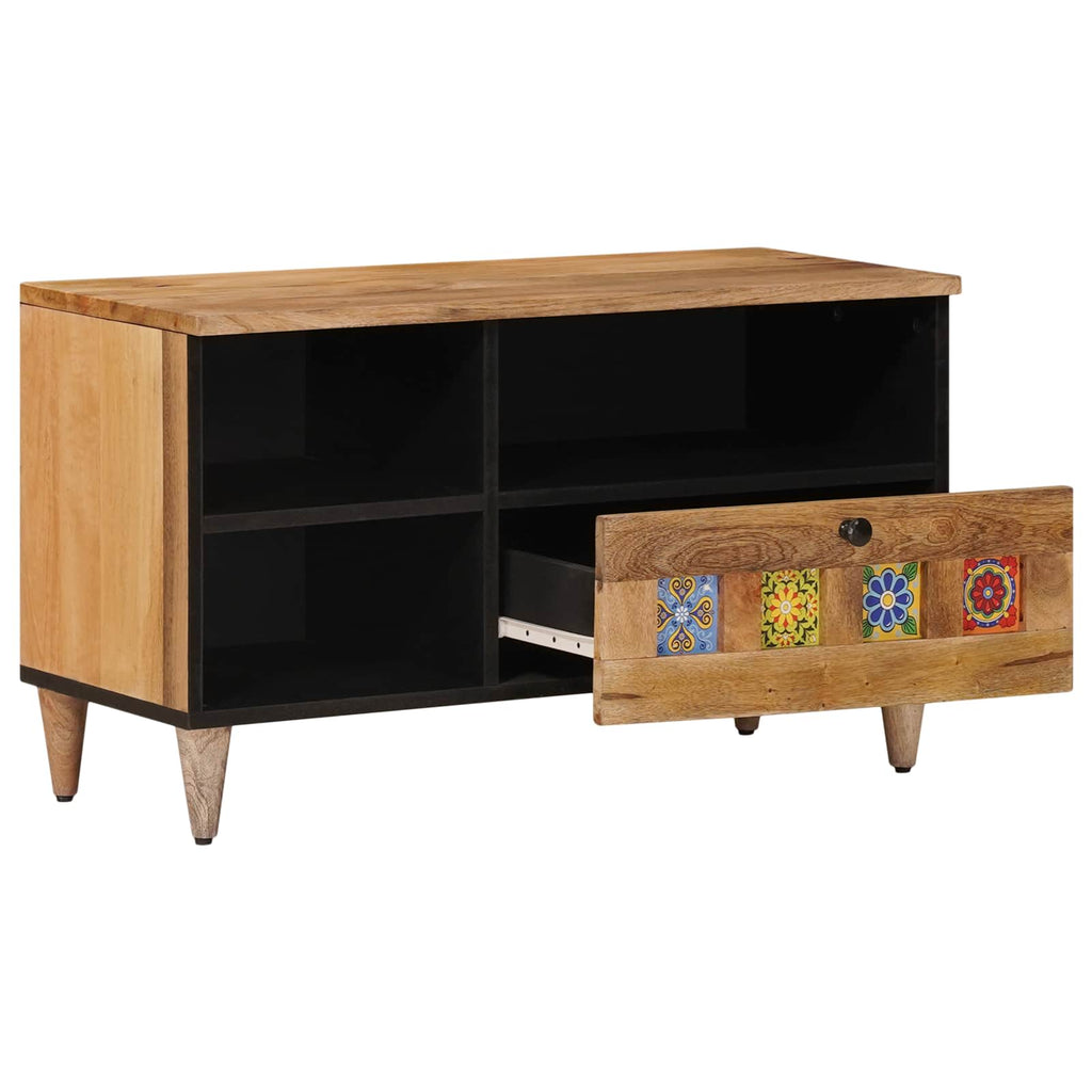 Mueble de TV Natural 80 x 33 x 46 cm Madera de mango maciza