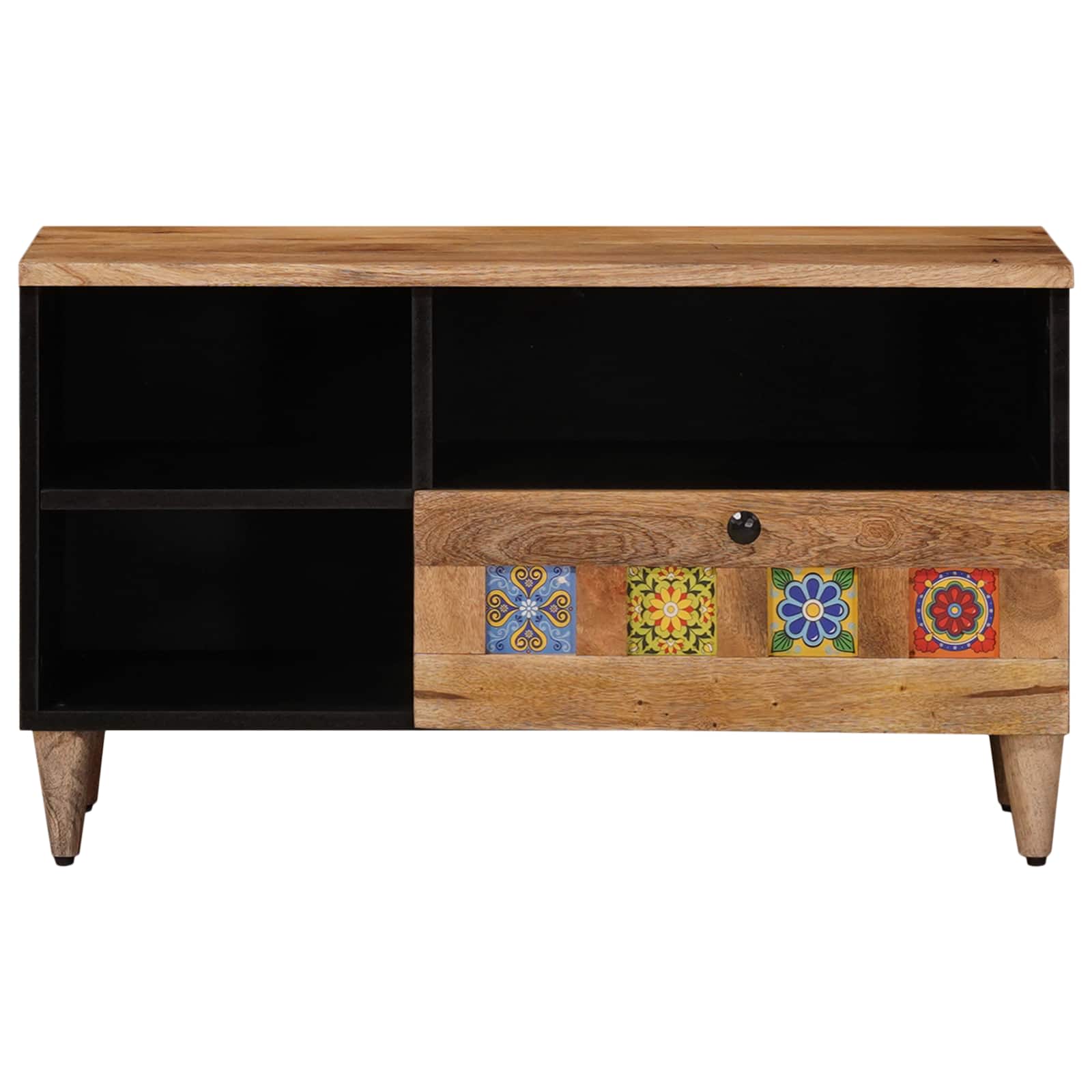 Mueble de TV Natural 80 x 33 x 46 cm Madera de mango maciza