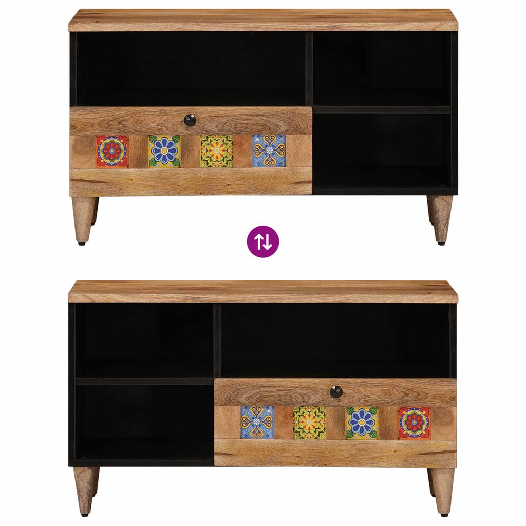 Mueble de TV Natural 80 x 33 x 46 cm Madera de mango maciza