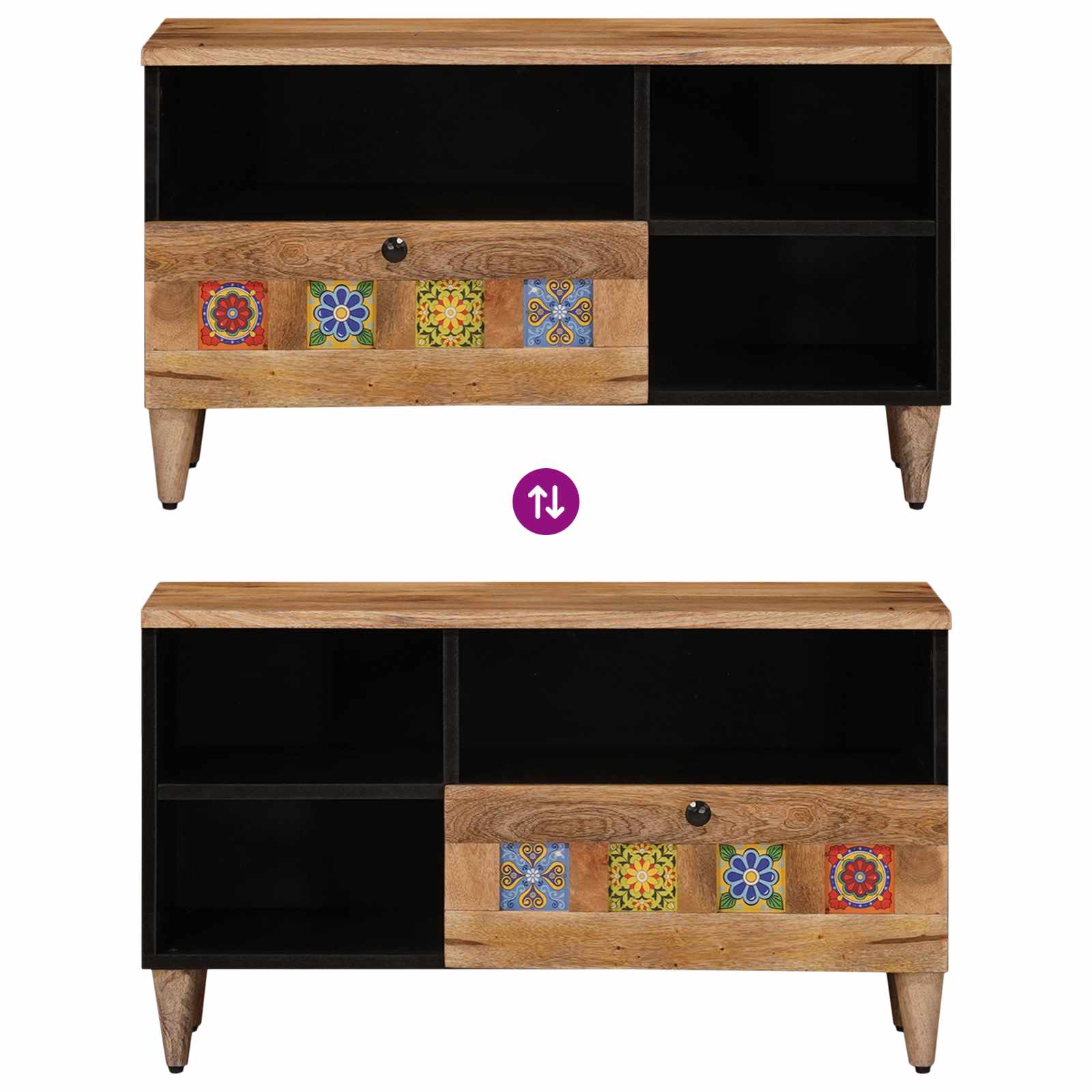 Mueble de TV Natural 80 x 33 x 46 cm Madera de mango maciza