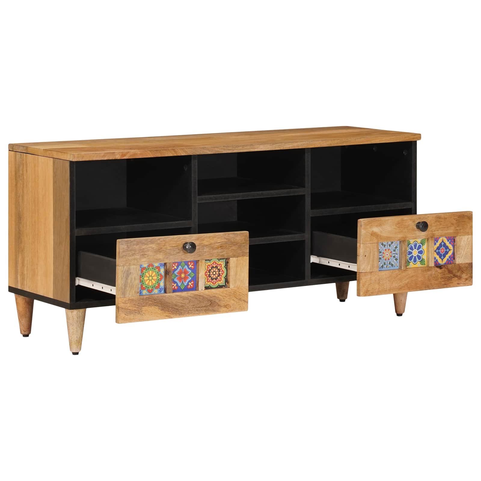 Mueble de TV Natural 100 x 33 x 46 cm Madera de mango maciza