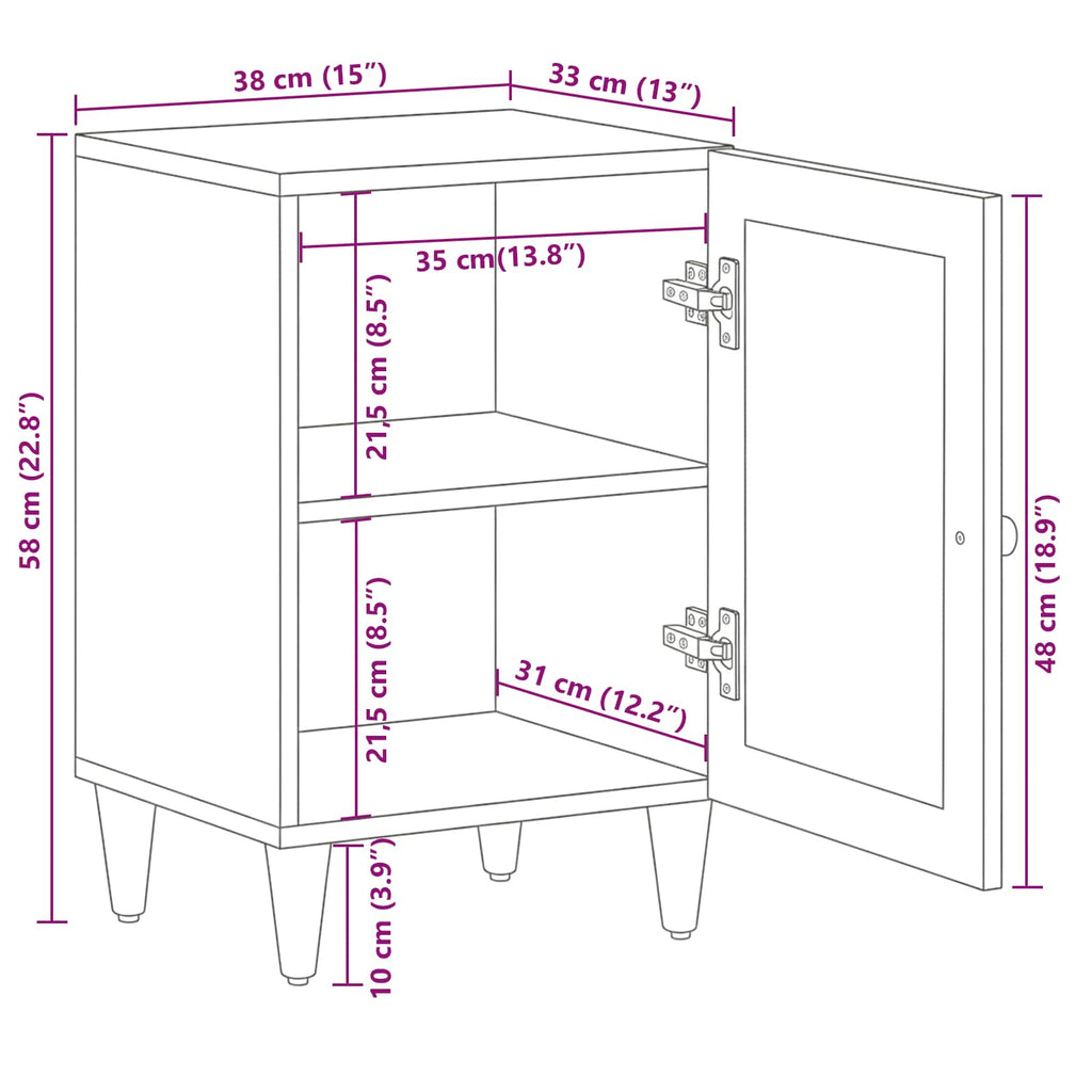 Mueble de Cuarto de Baño con puerta Natural 38 x 33 x 58 cm