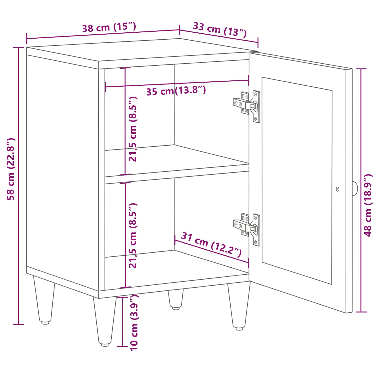 Mueble de Cuarto de Baño con puerta Natural 38 x 33 x 58 cm