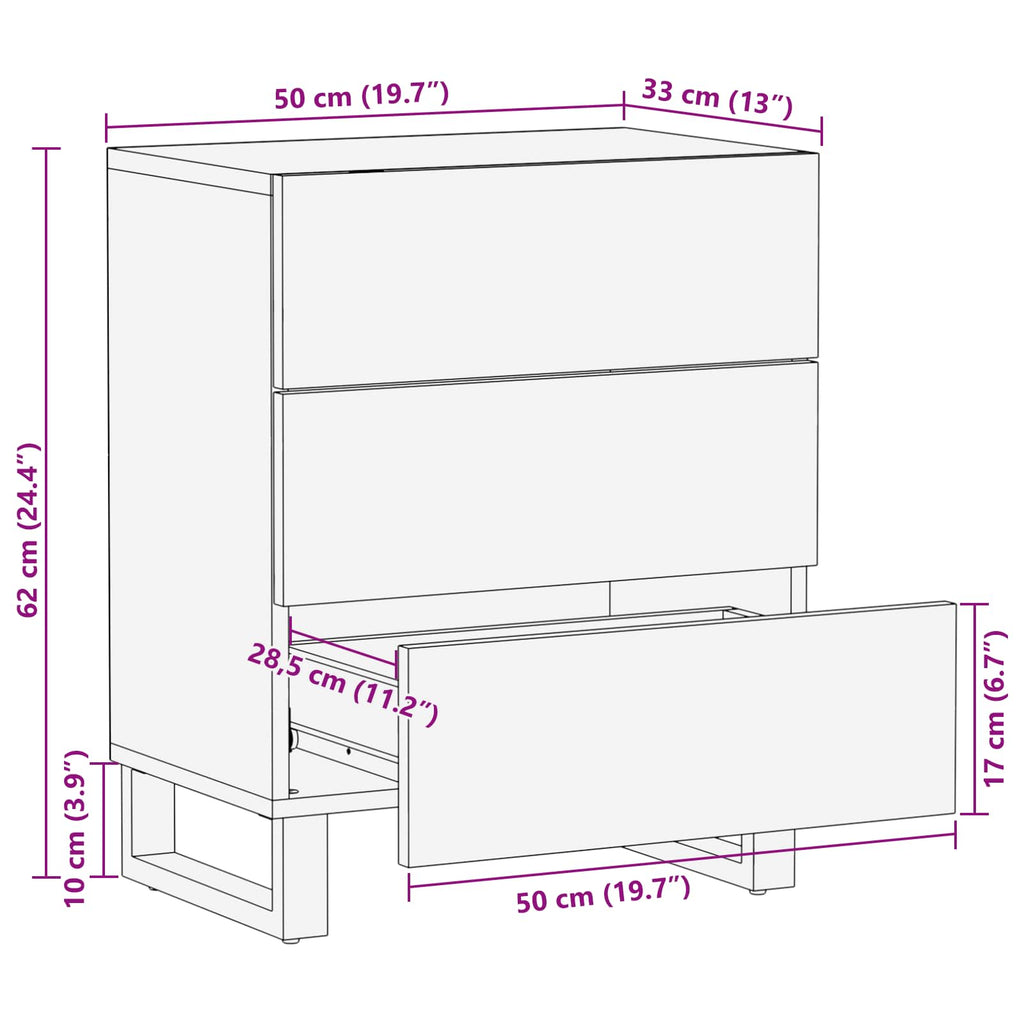 Mueble cama Marrón 50 x 33 x 62 cm Madera de mango maciza