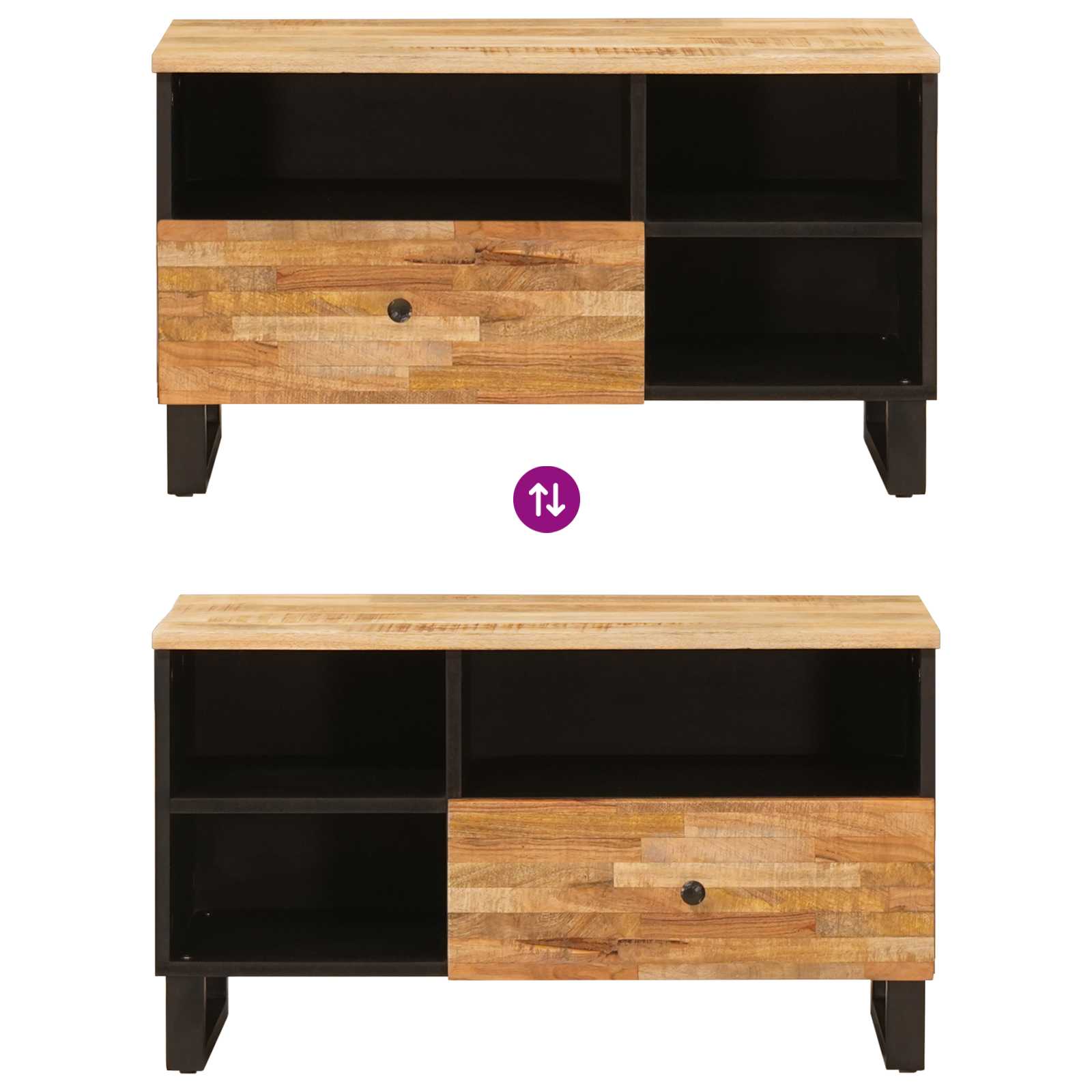 Mueble de TV Marrón 80 x 33 x 46 cm Madera de mango maciza