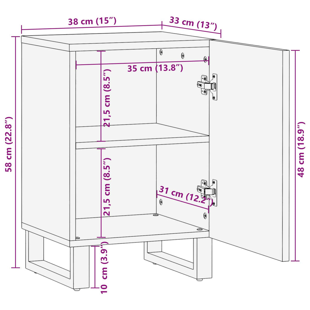 Mueble de Cuarto de Baño con puerta Natural 38 x 33 x 58 cm