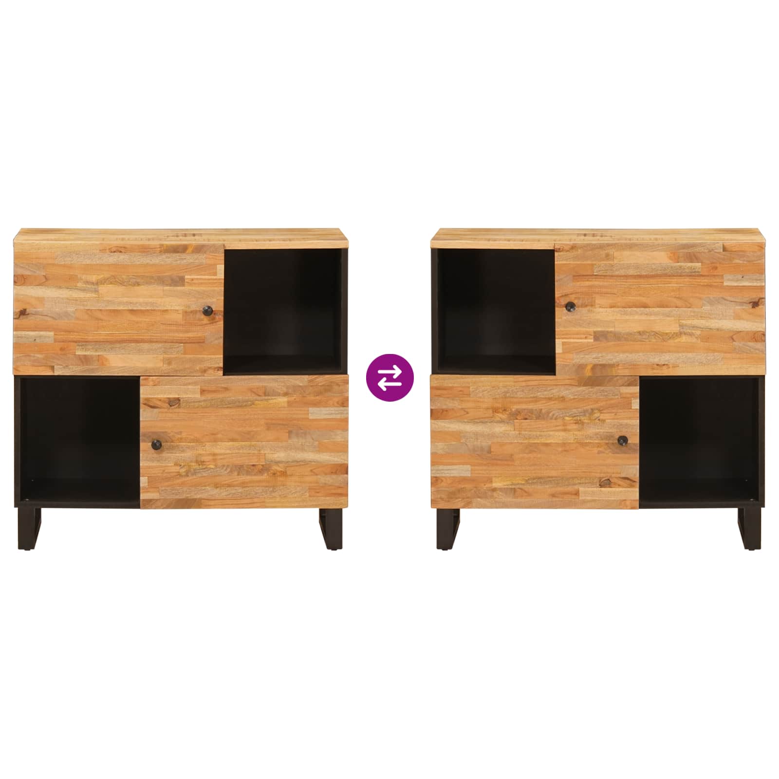 Armario auxiliar Marrón 80 x 33 x 75 cm Madera de mango maciza