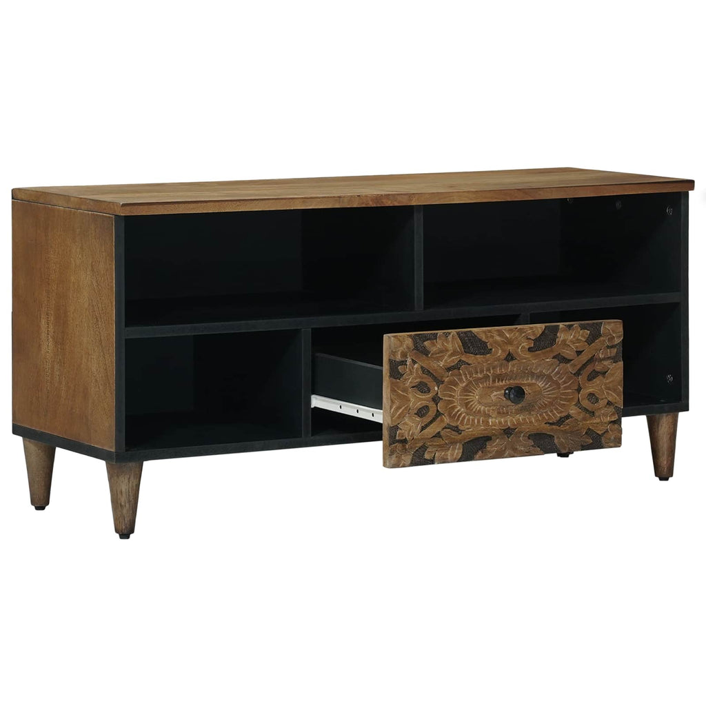 Mueble de TV Marrón 100 x 33,5 x 46 cm Madera de mango maciza