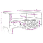Mueble de TV Marrón 100 x 33,5 x 46 cm Madera de mango maciza