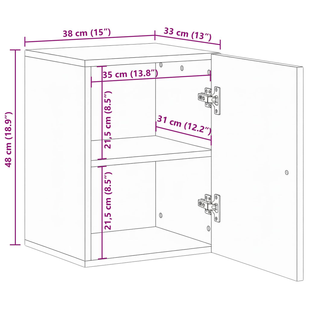 Gabinete Colgante de Baño con puerta Marrón 38 x 33,5 x 48 cm