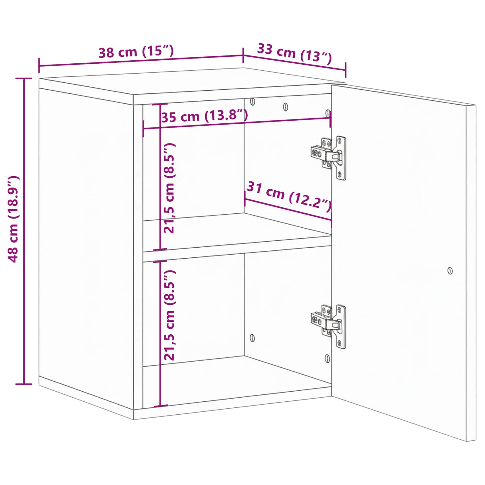 Gabinete Colgante de Baño con puerta Marrón 38 x 33,5 x 48 cm