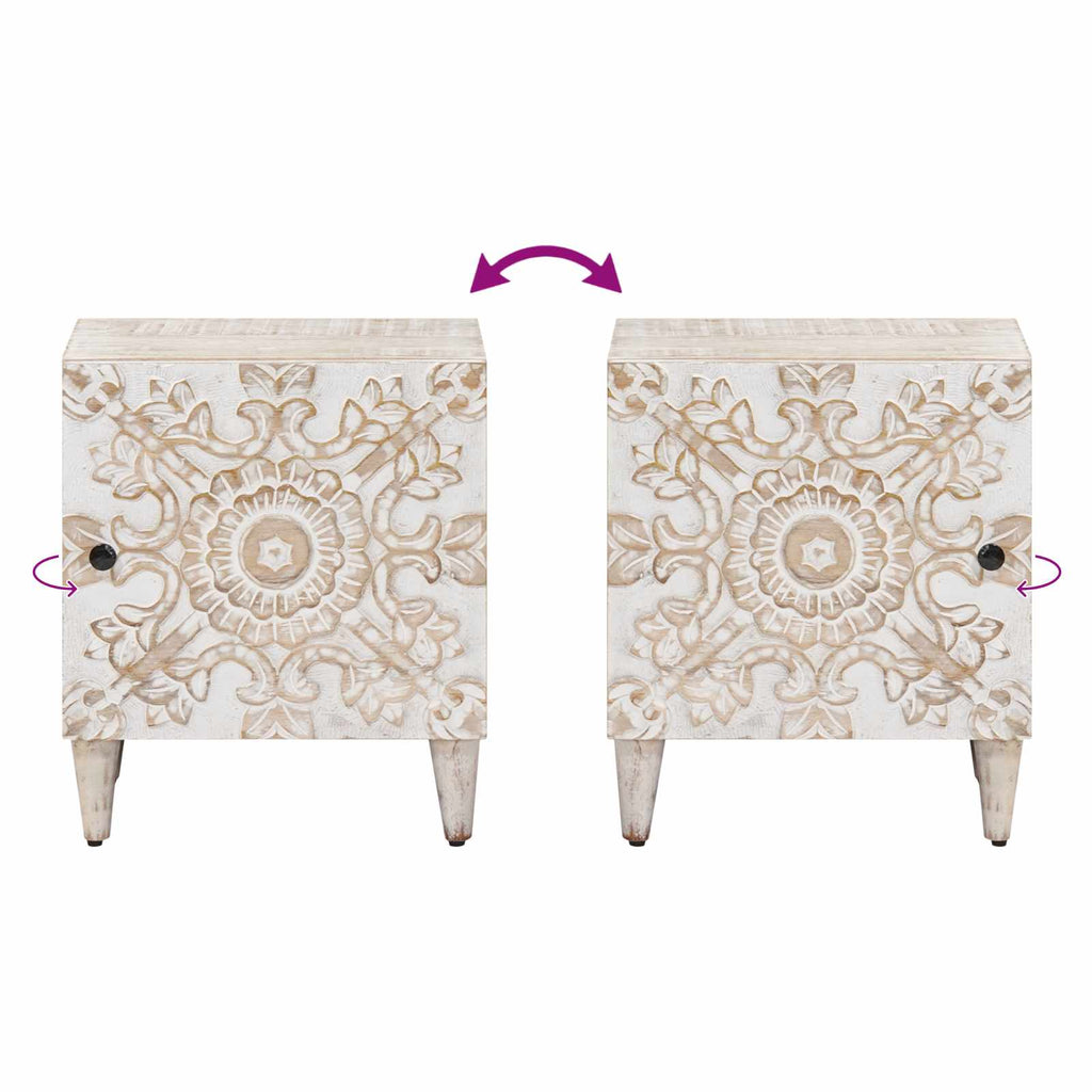 Armario de Noche 2 pcs 40 x 33,5 x 46 cm Madera de mango maciza