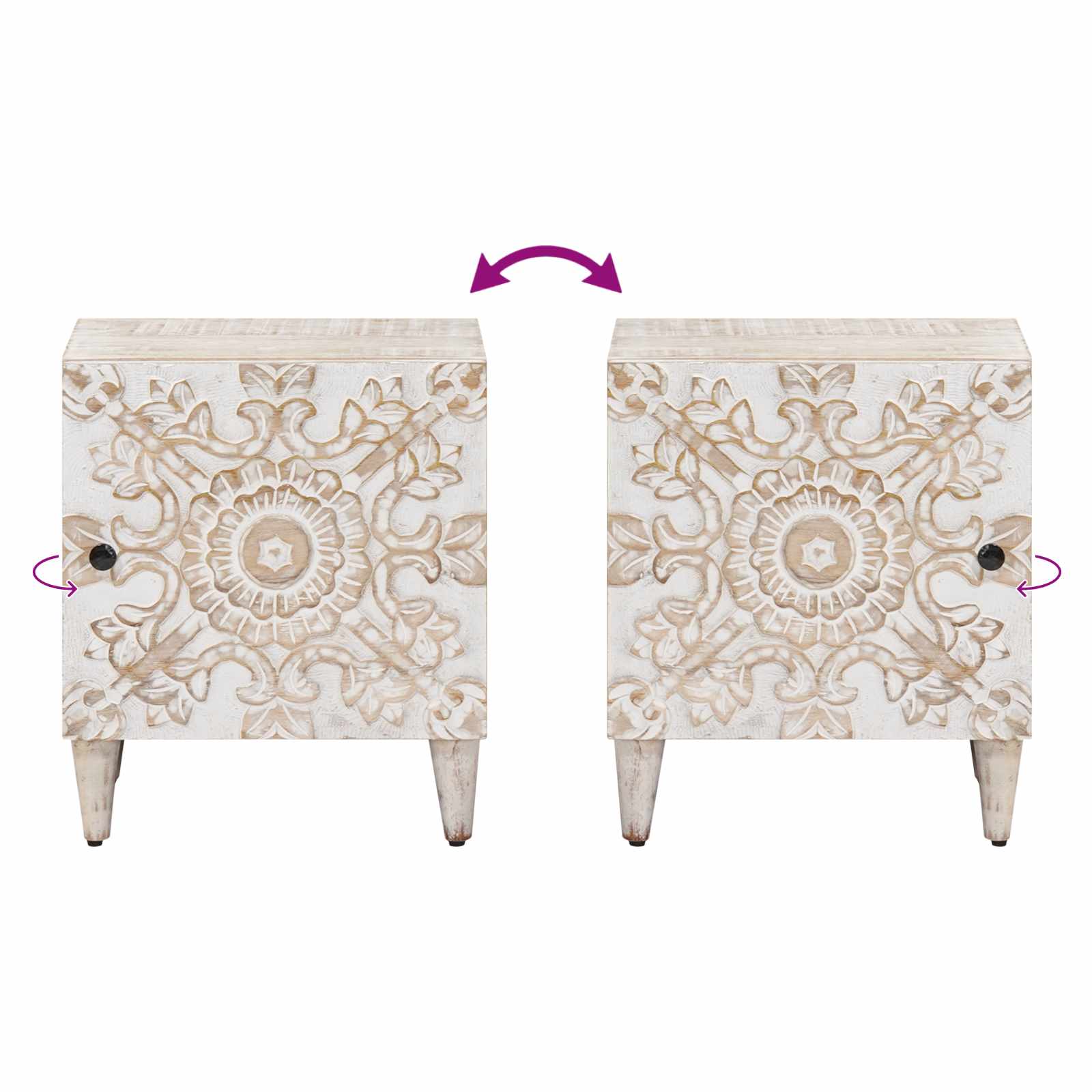 Armario de Noche 2 pcs 40 x 33,5 x 46 cm Madera de mango maciza