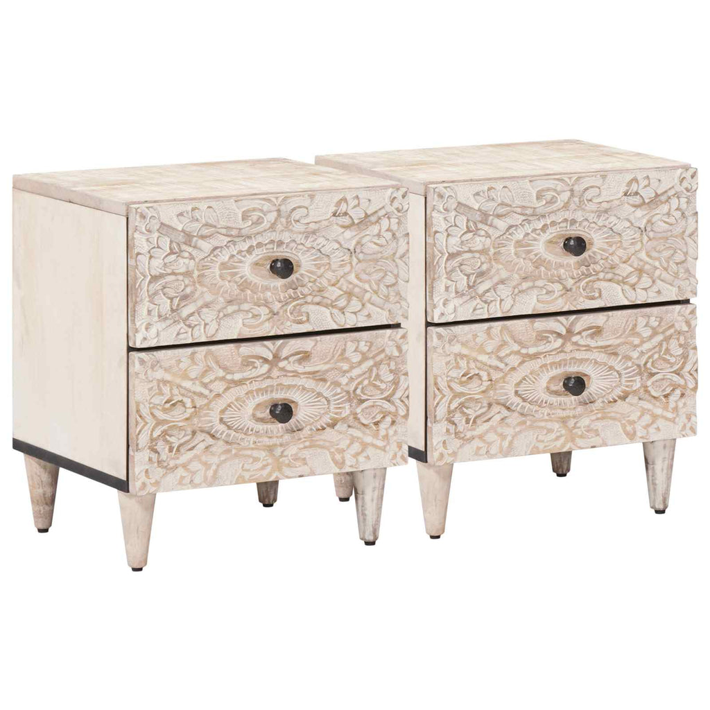 Armario de Noche 2 pcs 40 x 33,5 x 46 cm Madera de mango maciza
