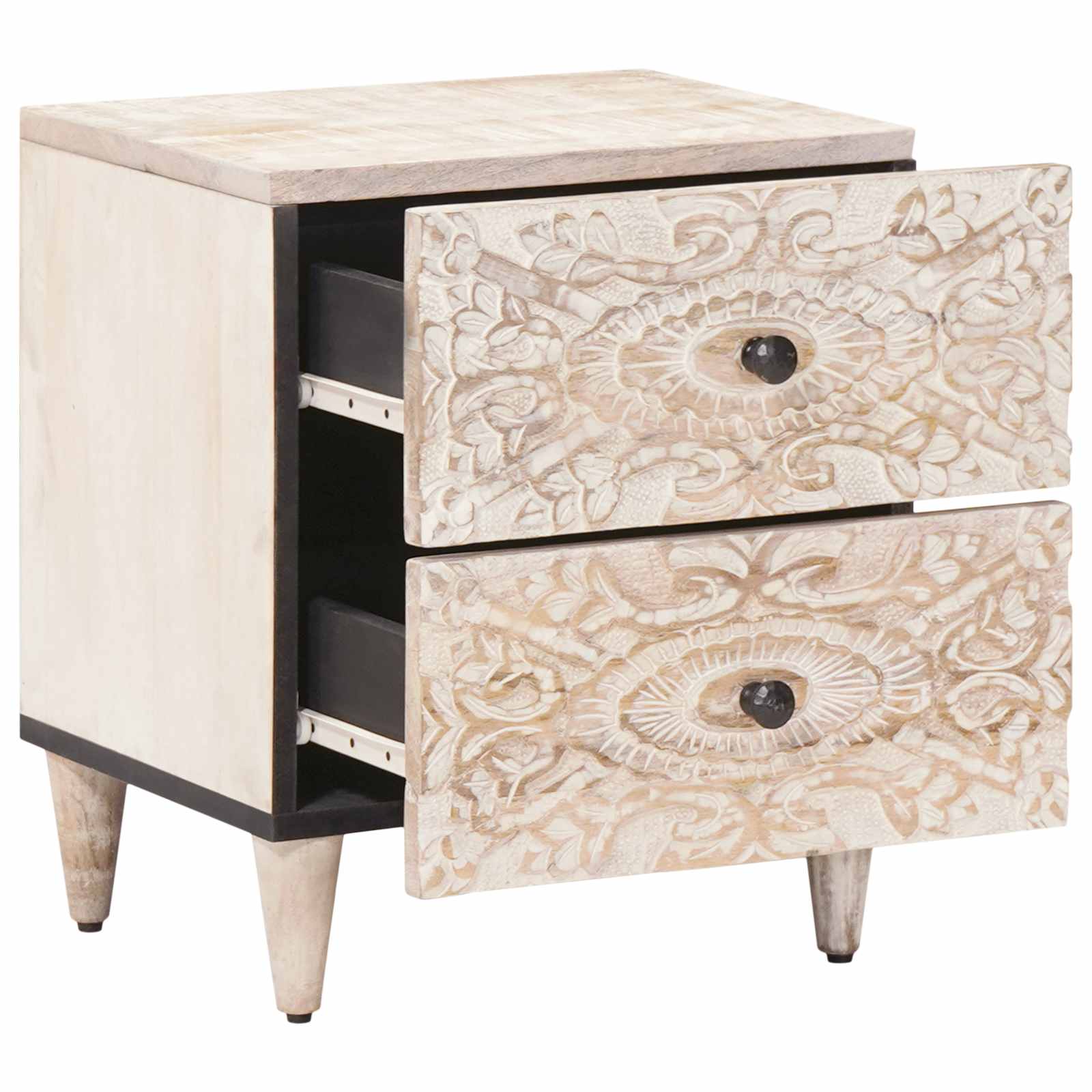 Armario de Noche 2 pcs 40 x 33,5 x 46 cm Madera de mango maciza