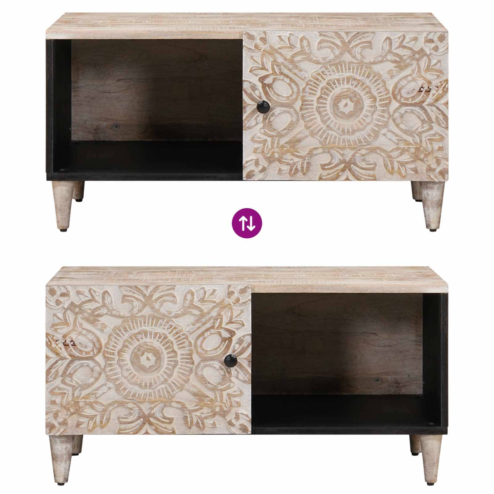 Mesa de Café 80 x 50 x 40 cm Madera de mango maciza