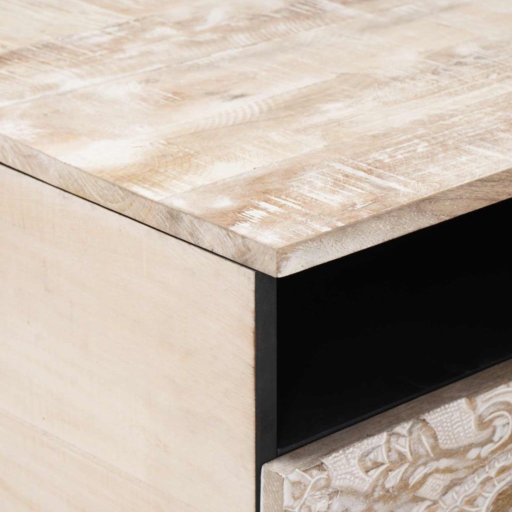 Mesa de Café con cajón 80 x 54 x 40 cm Madera de mango maciza