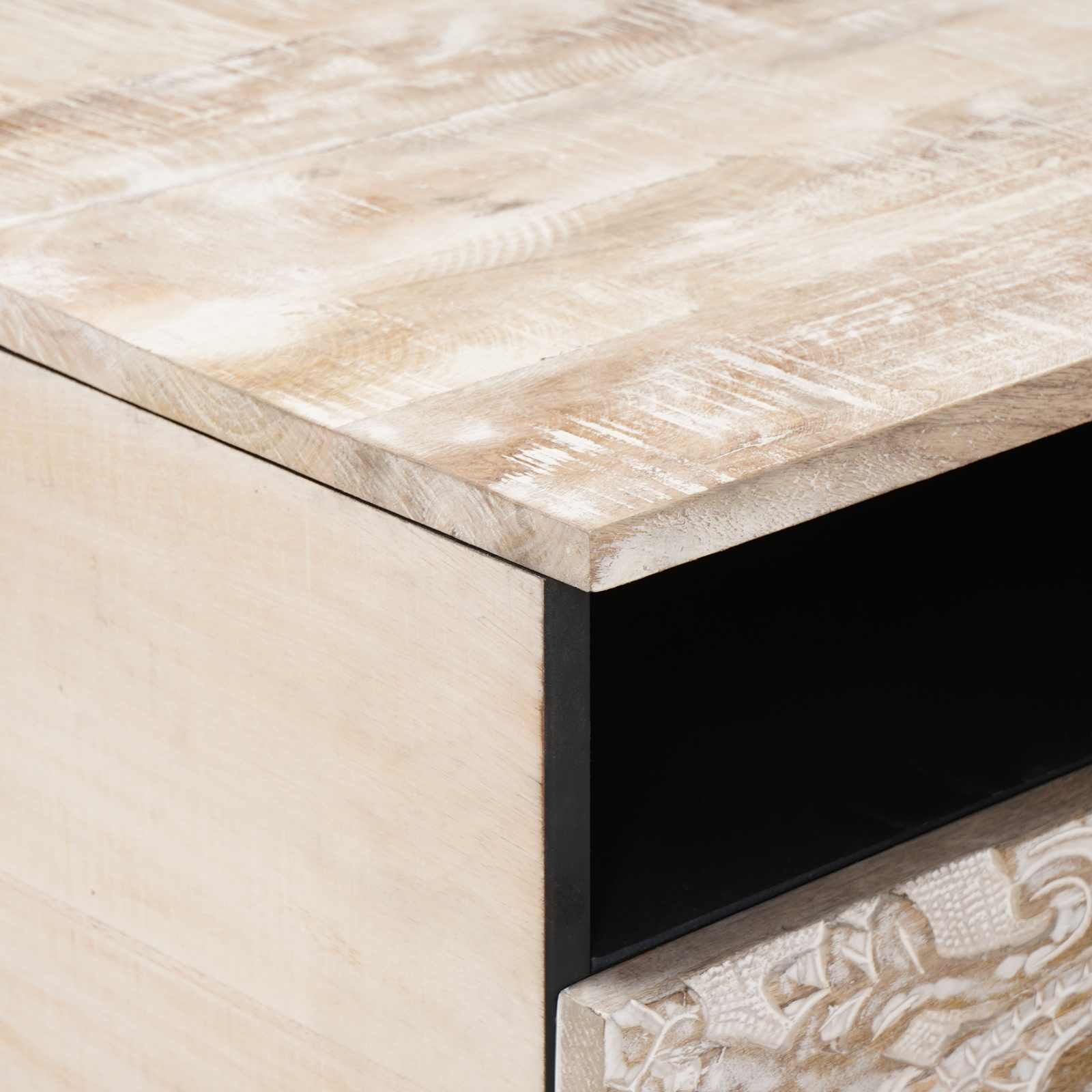 Mesa de Café con cajón 80 x 54 x 40 cm Madera de mango maciza