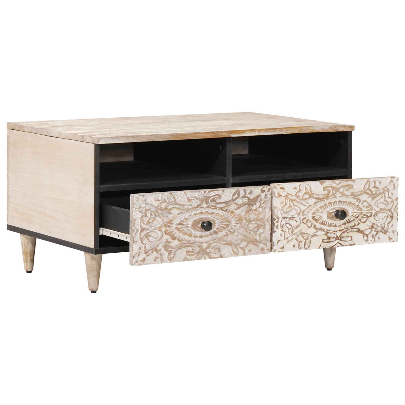 Mesa de Café con cajón 80 x 54 x 40 cm Madera de mango maciza