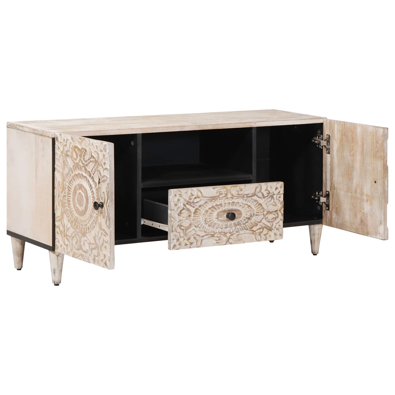 Mueble de TV 105 x 33,5 x 46 cm Madera de mango maciza