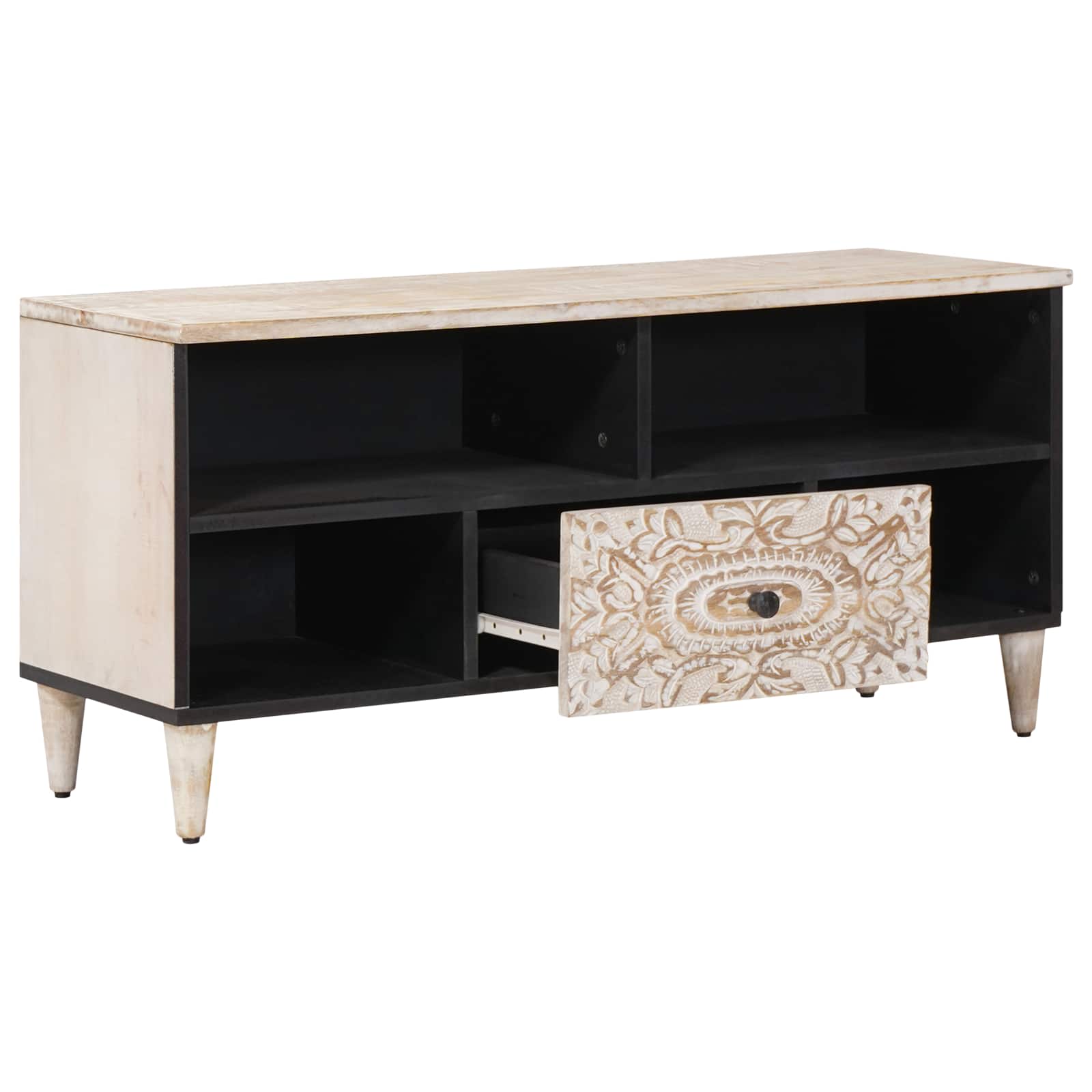 Mueble de TV 100 x 33,5 x 46 cm Madera de mango maciza
