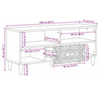 Mueble de TV 100 x 33,5 x 46 cm Madera de mango maciza