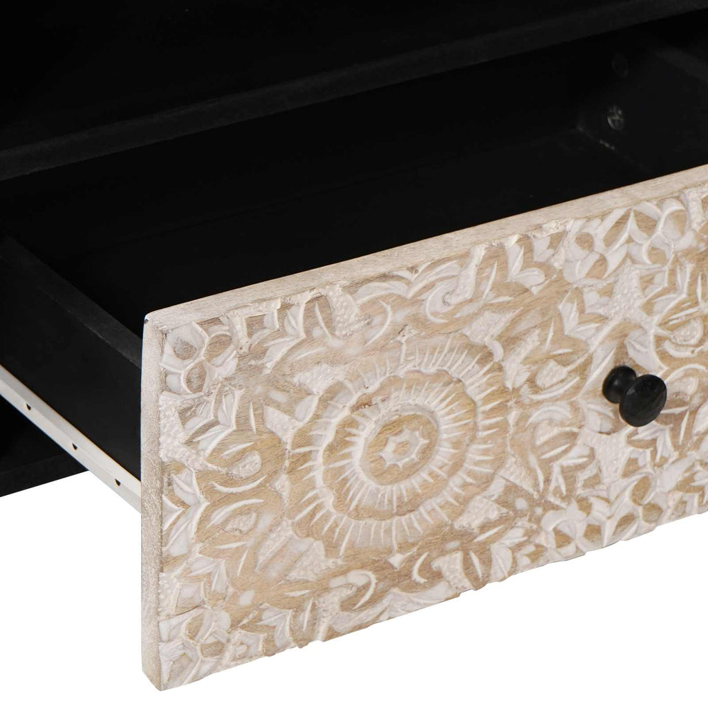 Mueble de TV con cajón 80 x 33,5 x 46 cm Madera de mango maciza