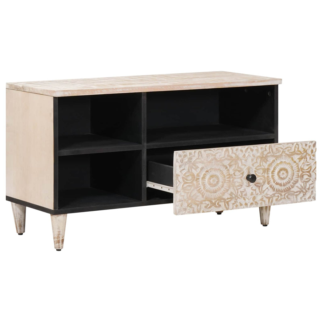Mueble de TV con cajón 80 x 33,5 x 46 cm Madera de mango maciza