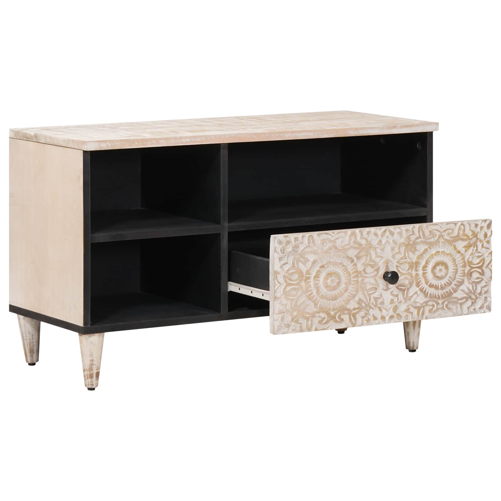 Mueble de TV con cajón 80 x 33,5 x 46 cm Madera de mango maciza