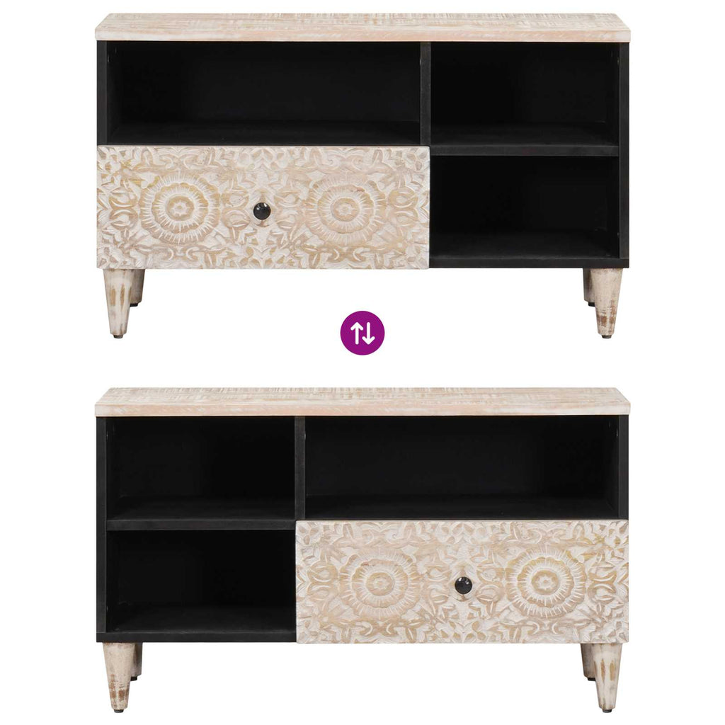 Mueble de TV con cajón 80 x 33,5 x 46 cm Madera de mango maciza