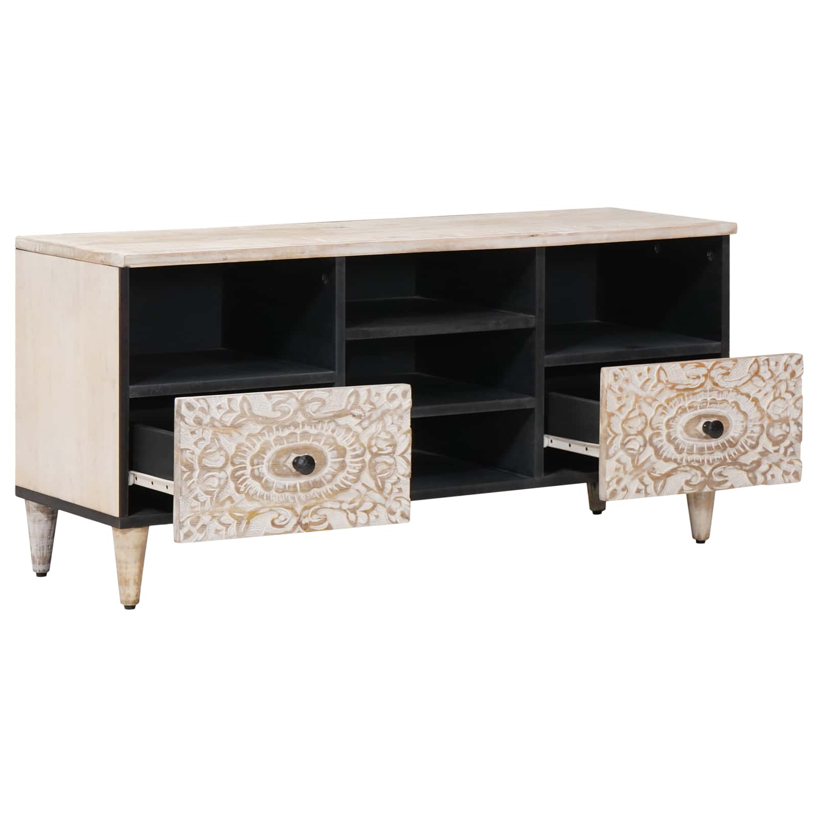 Mueble de TV 100 x 33,5 x 46 cm Madera de mango maciza