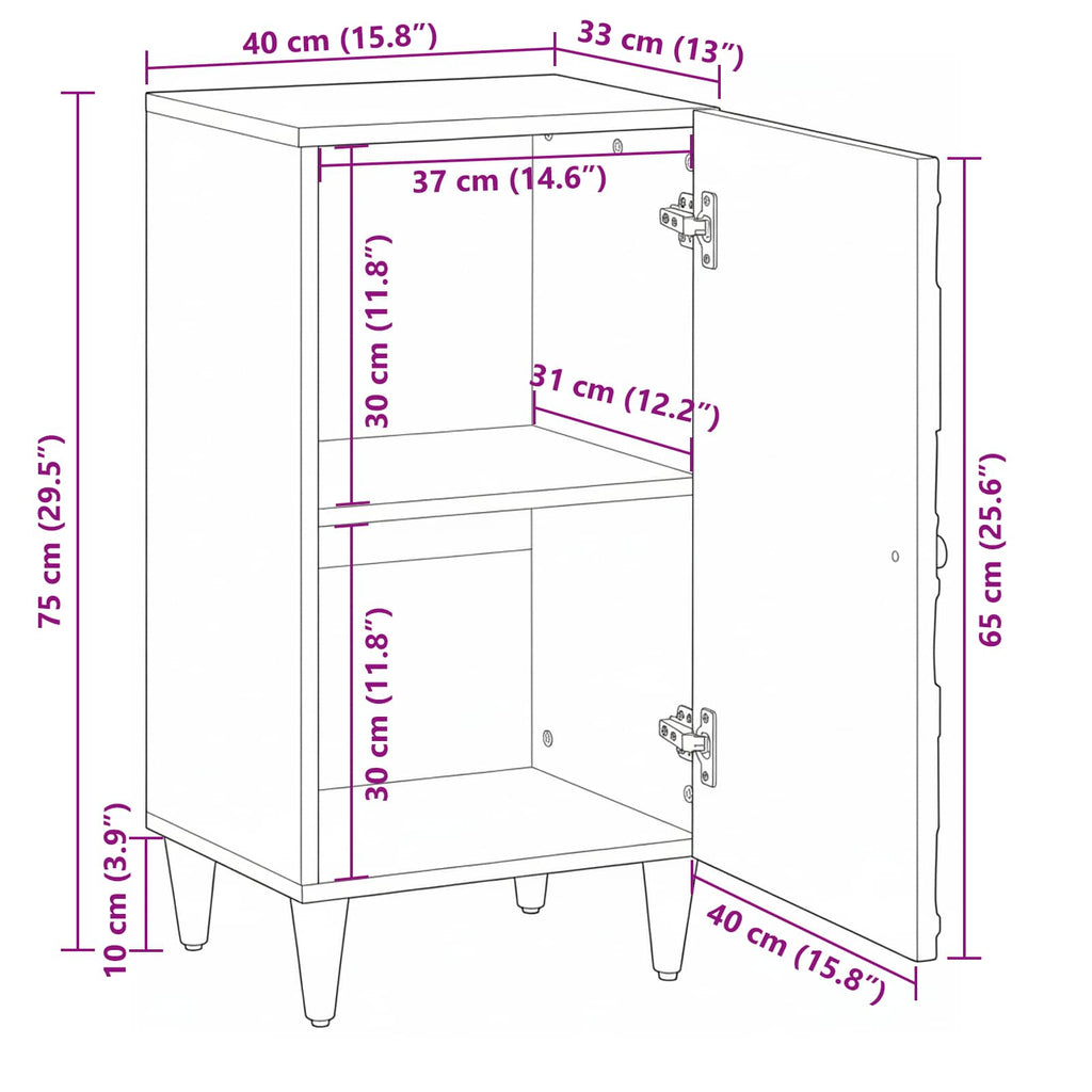 Aparador con puerta 40 x 33,5 x 75 cm Madera de mango maciza