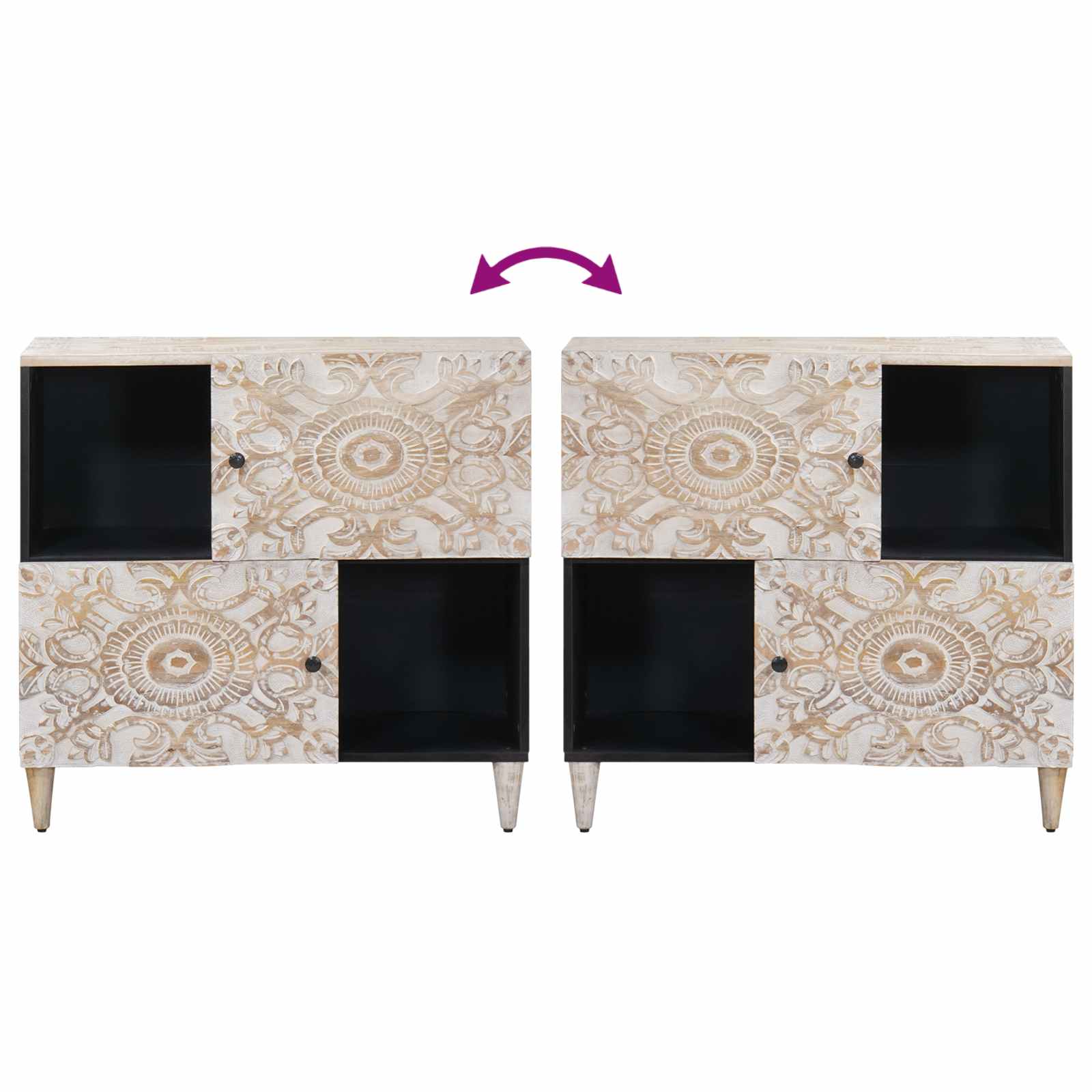 Aparador con puerta 80 x 33,5 x 75 cm Madera de mango maciza