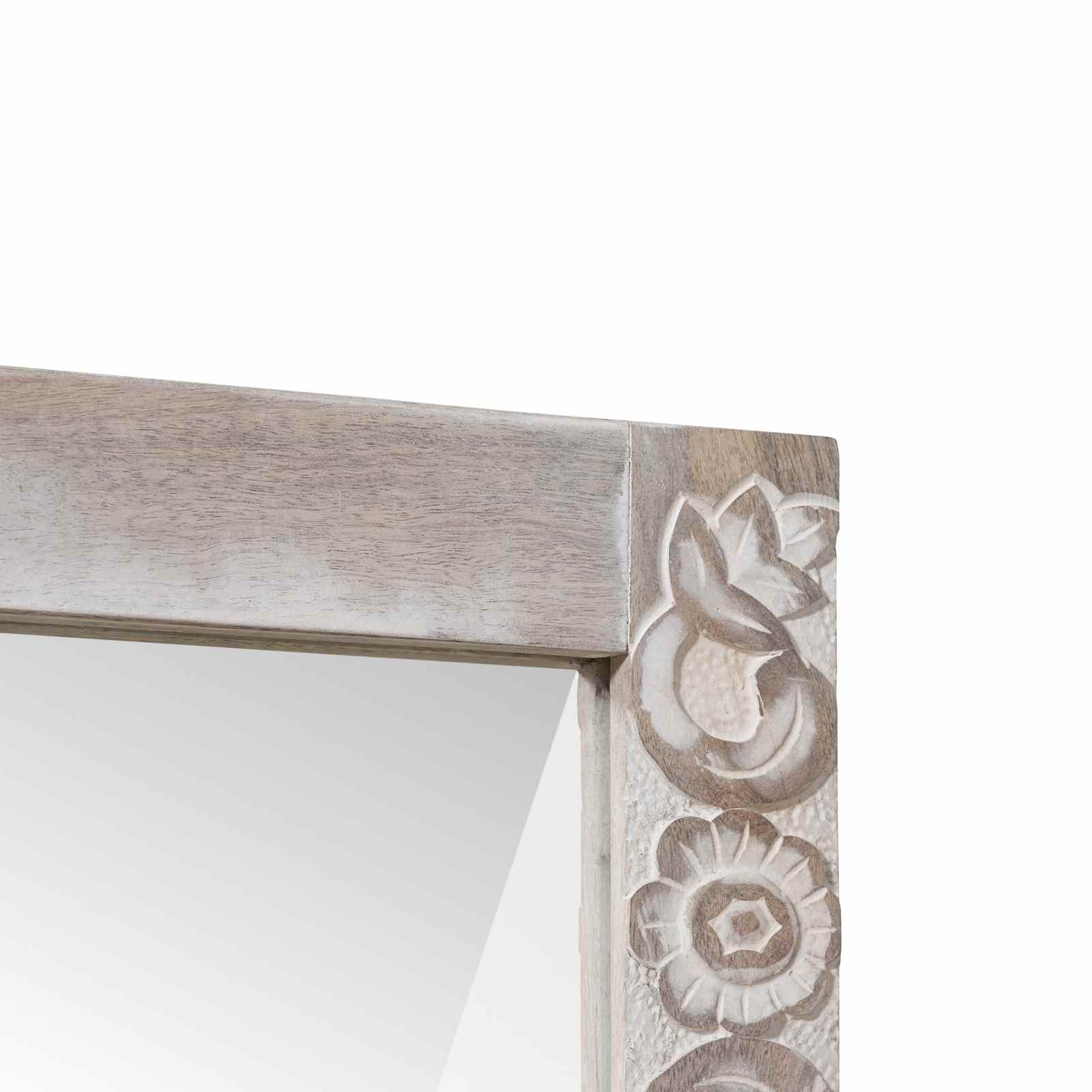 Espejo de pared Blanco 70 x 50 cm Madera de mango maciza