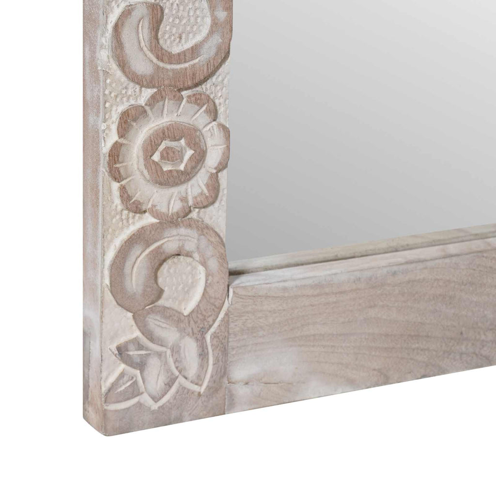 Espejo de pared Blanco 70 x 50 cm Madera de mango maciza