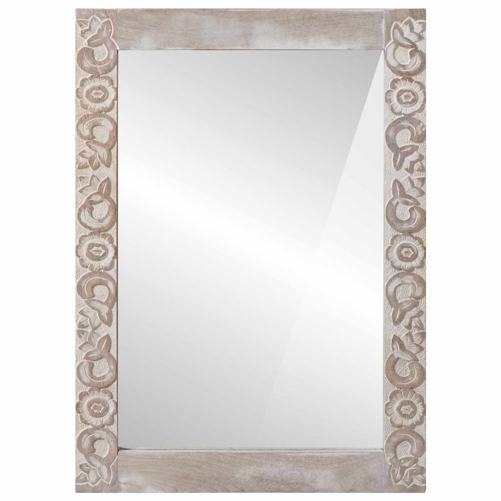 Espejo de pared Blanco 70 x 50 cm Madera de mango maciza