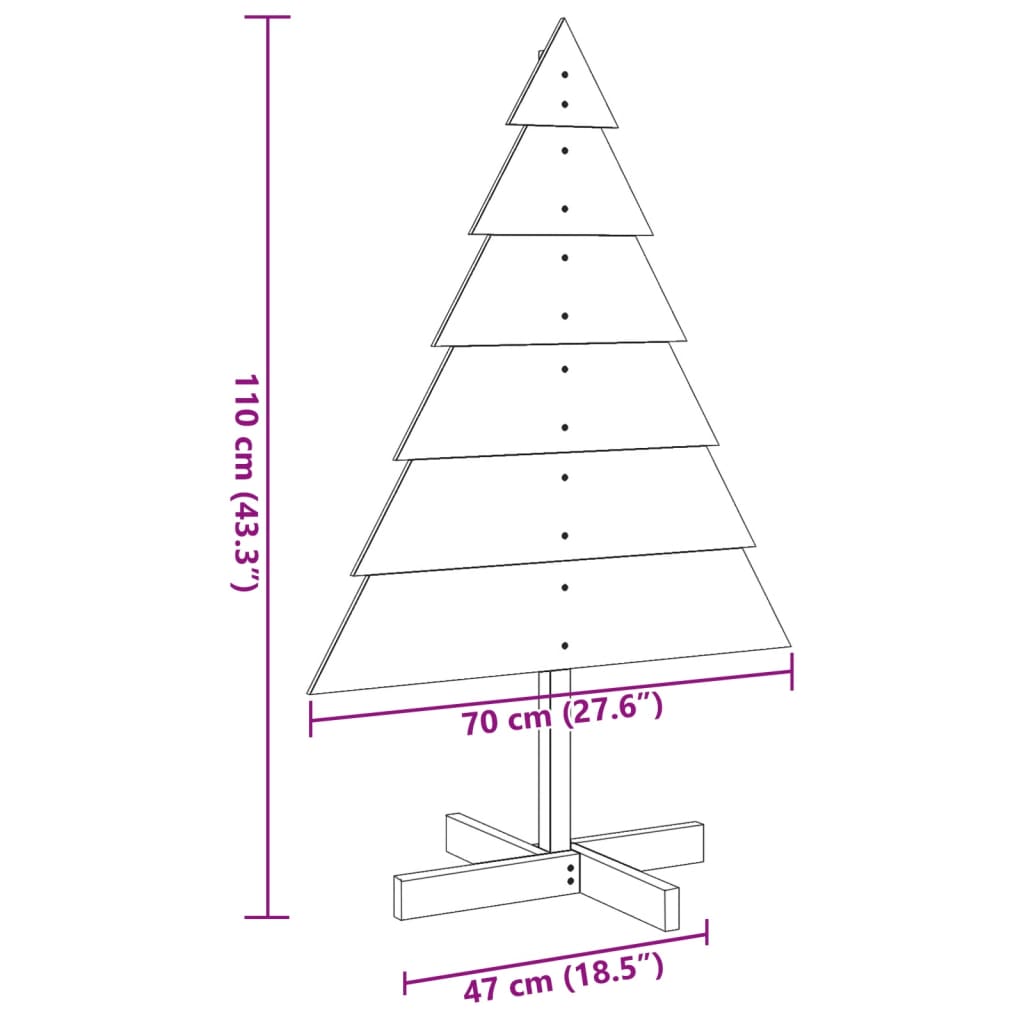 Árbol de Navidad de adorno madera maciza 110 cm