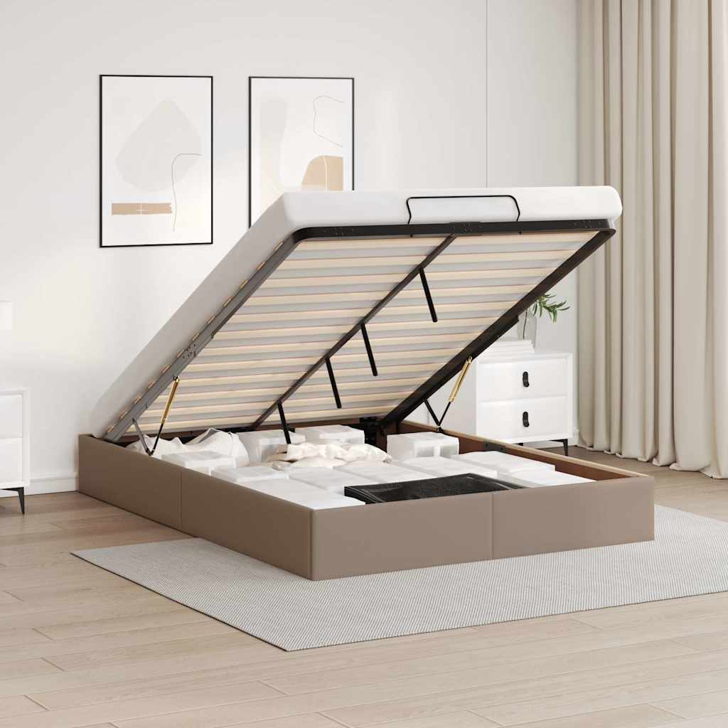 Estrutura de cama otomana sem colchão 140x190 cm cappuccino