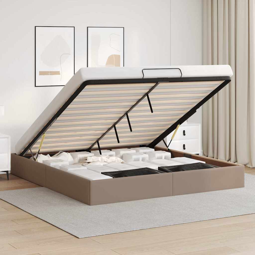 Estrutura de cama otomana sem colchão 140x190 cm cappuccino