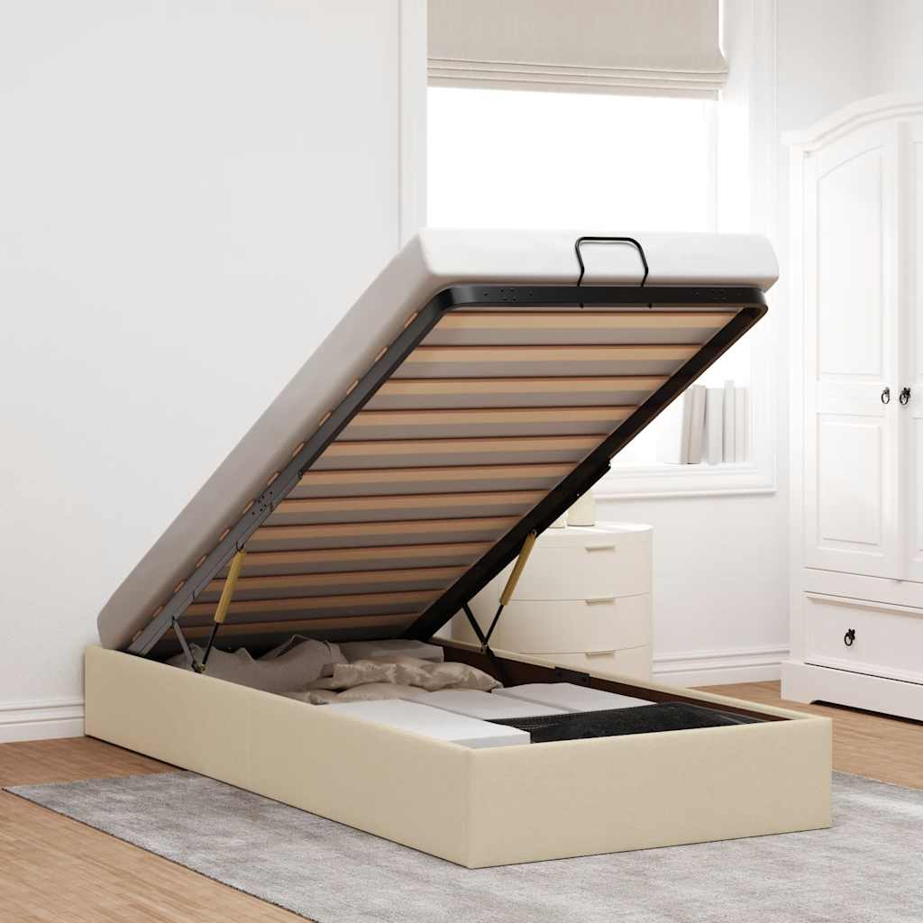 Estrutura de cama otomana sem colchão 140x190 cm cappuccino