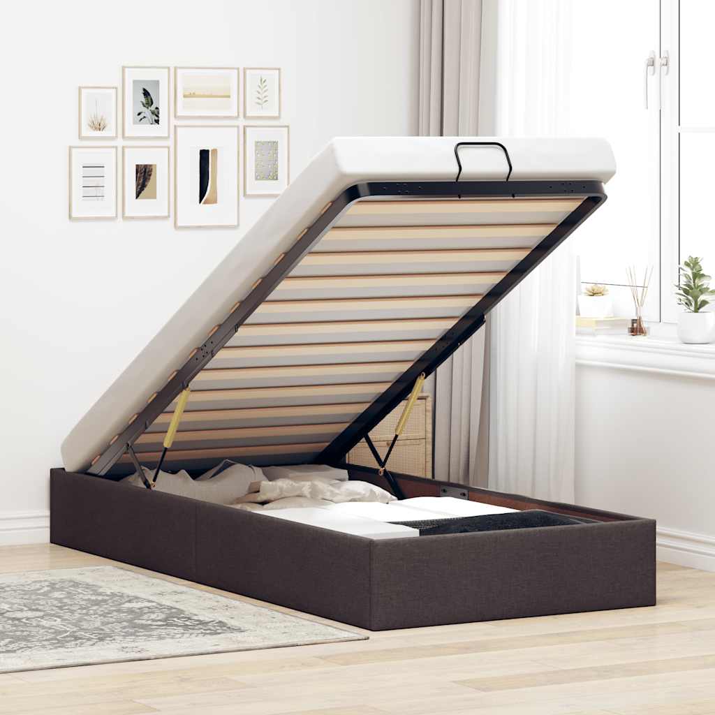 Estrutura de cama otomana sem colchão 140x190 cm cappuccino