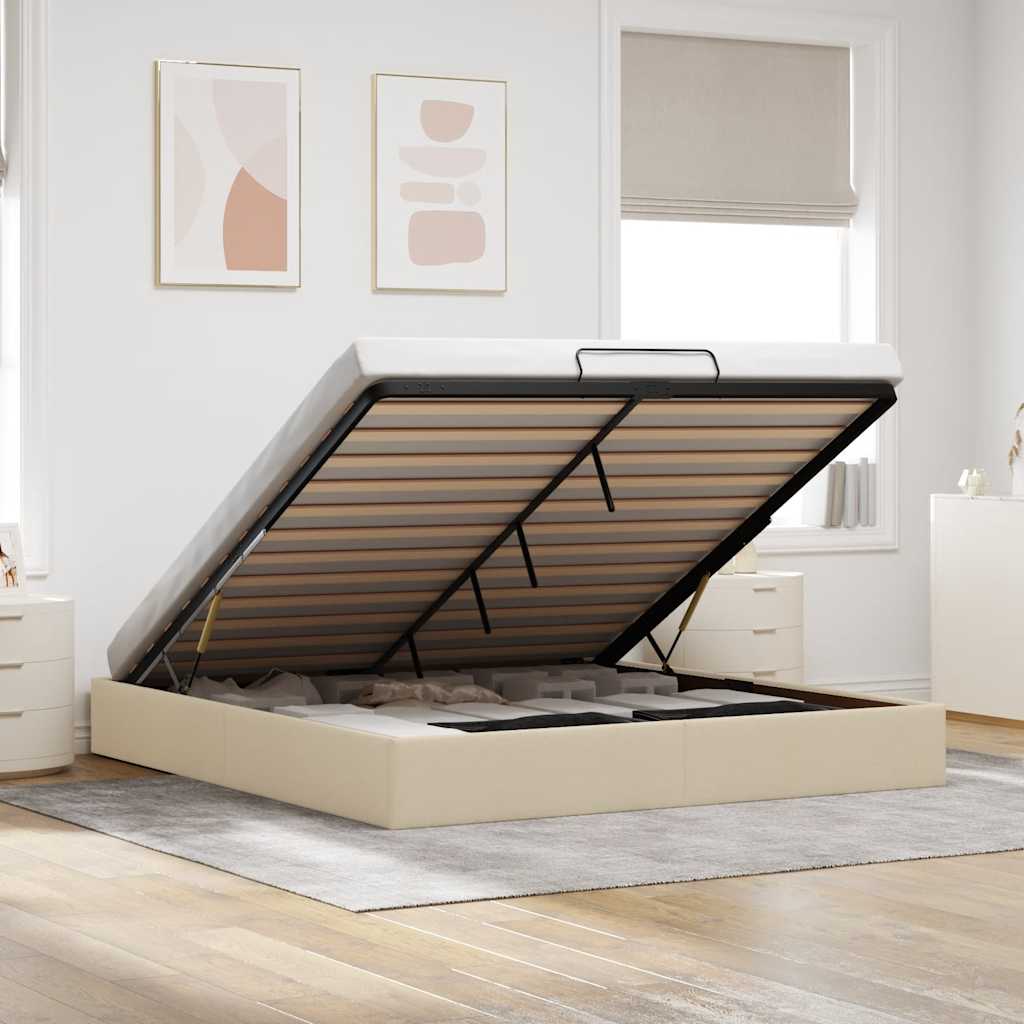 Estrutura de cama otomana sem colchão 140x190 cm cappuccino