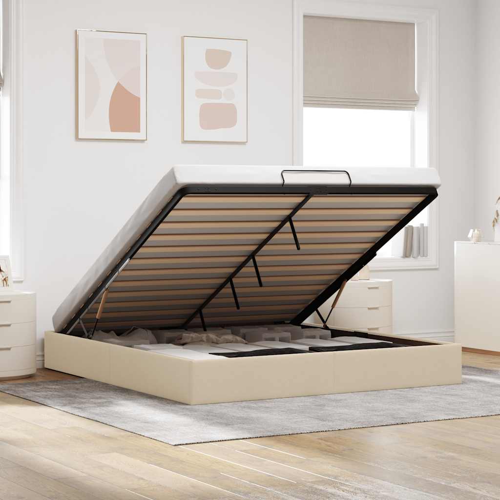 Estrutura de cama otomana sem colchão 140x190 cm cappuccino