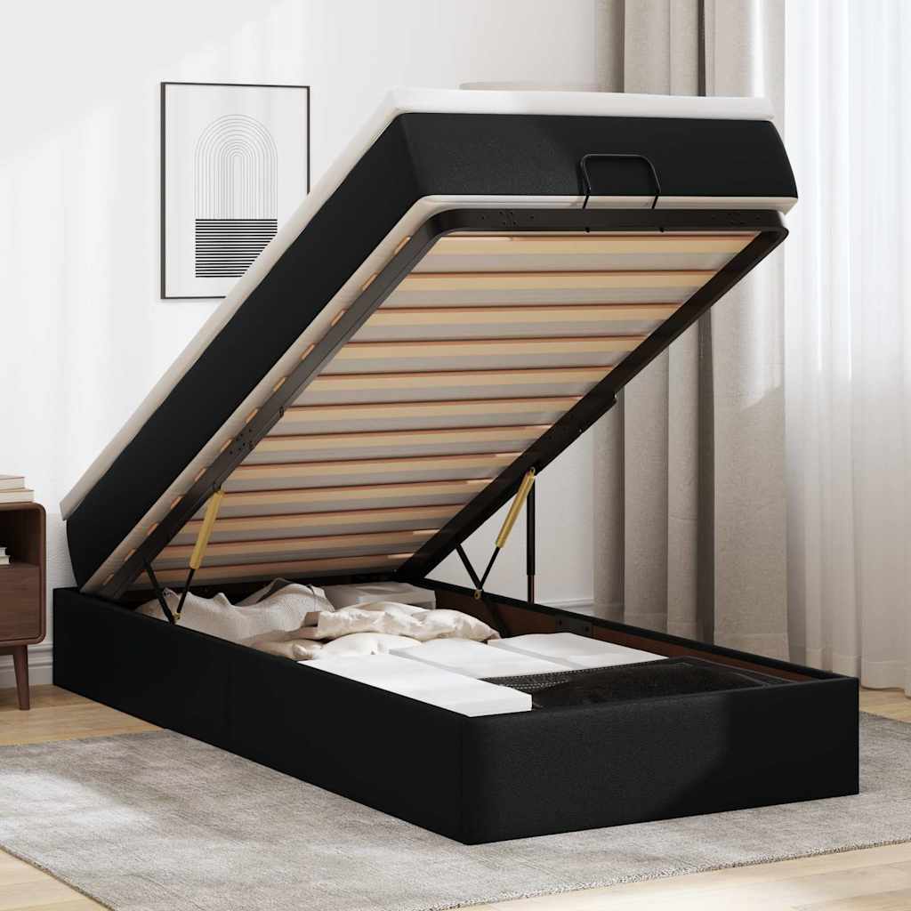 Estructura cama otomana colchón blanco puro 100x200cm