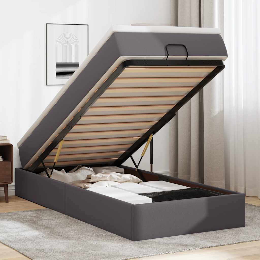 Estructura cama otomana colchón blanco puro 100x200cm